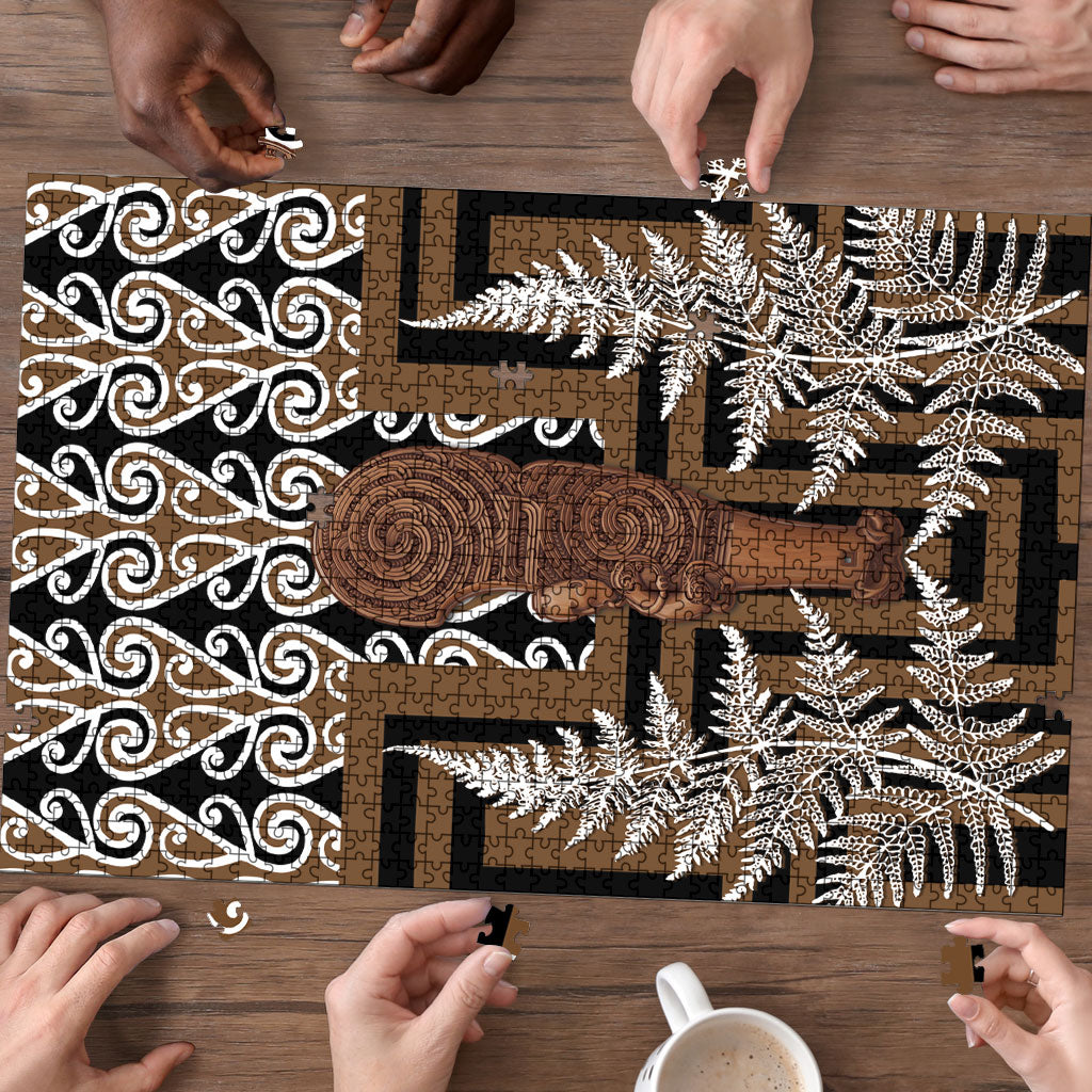 Wahaika New Zealand Puzzle Maori Weapon Kowhaiwhai Fern Poutama Motifs LT14 - Polynesian Pride
