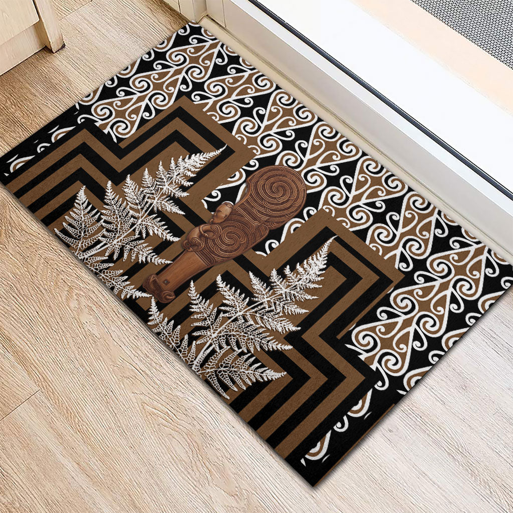 Wahaika New Zealand Rubber Doormat Maori Weapon Kowhaiwhai Fern Poutama Motifs LT14 - Polynesian Pride