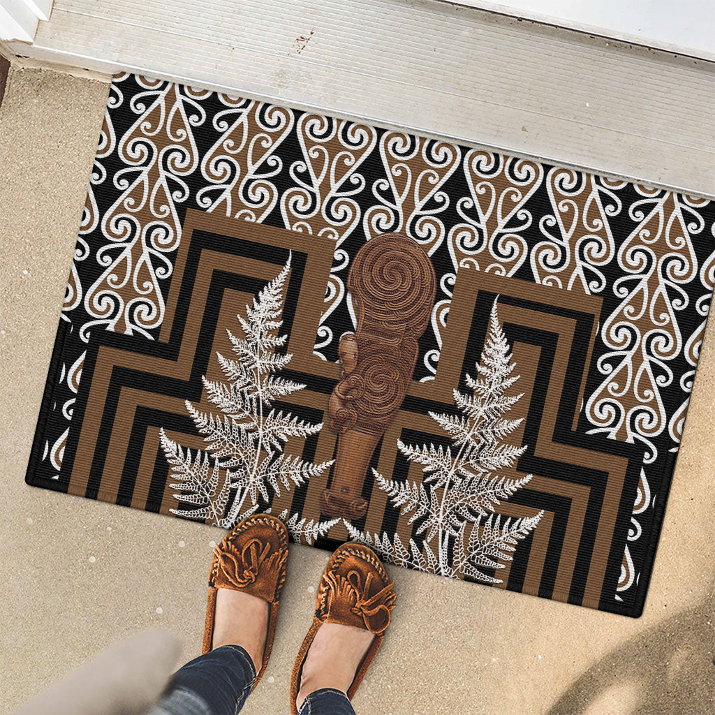 Wahaika New Zealand Rubber Doormat Maori Weapon Kowhaiwhai Fern Poutama Motifs LT14 - Polynesian Pride