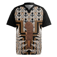 Wahaika New Zealand Rugby Jersey Maori Weapon Kowhaiwhai Fern Poutama Motifs LT14 Brown - Polynesian Pride