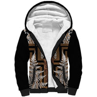 Wahaika New Zealand Sherpa Hoodie Maori Weapon Kowhaiwhai Fern Poutama Motifs LT14 Unisex Brown - Polynesian Pride