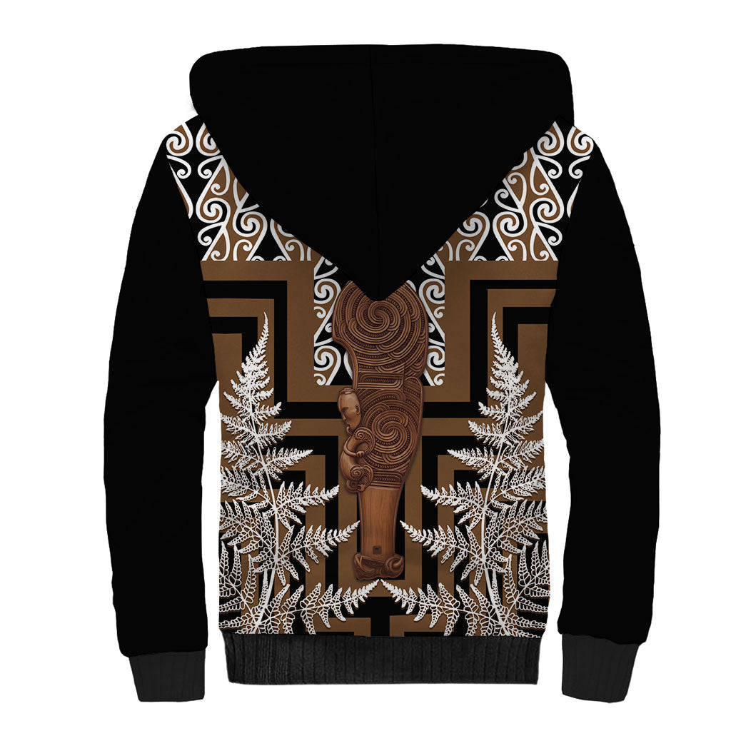 Wahaika New Zealand Sherpa Hoodie Maori Weapon Kowhaiwhai Fern Poutama Motifs LT14 - Polynesian Pride