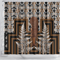 Wahaika New Zealand Shower Curtain Maori Weapon Kowhaiwhai Fern Poutama Motifs LT14 - Polynesian Pride