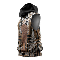 Wahaika New Zealand Sleeveless Hoodie Maori Weapon Kowhaiwhai Fern Poutama Motifs LT14 - Polynesian Pride