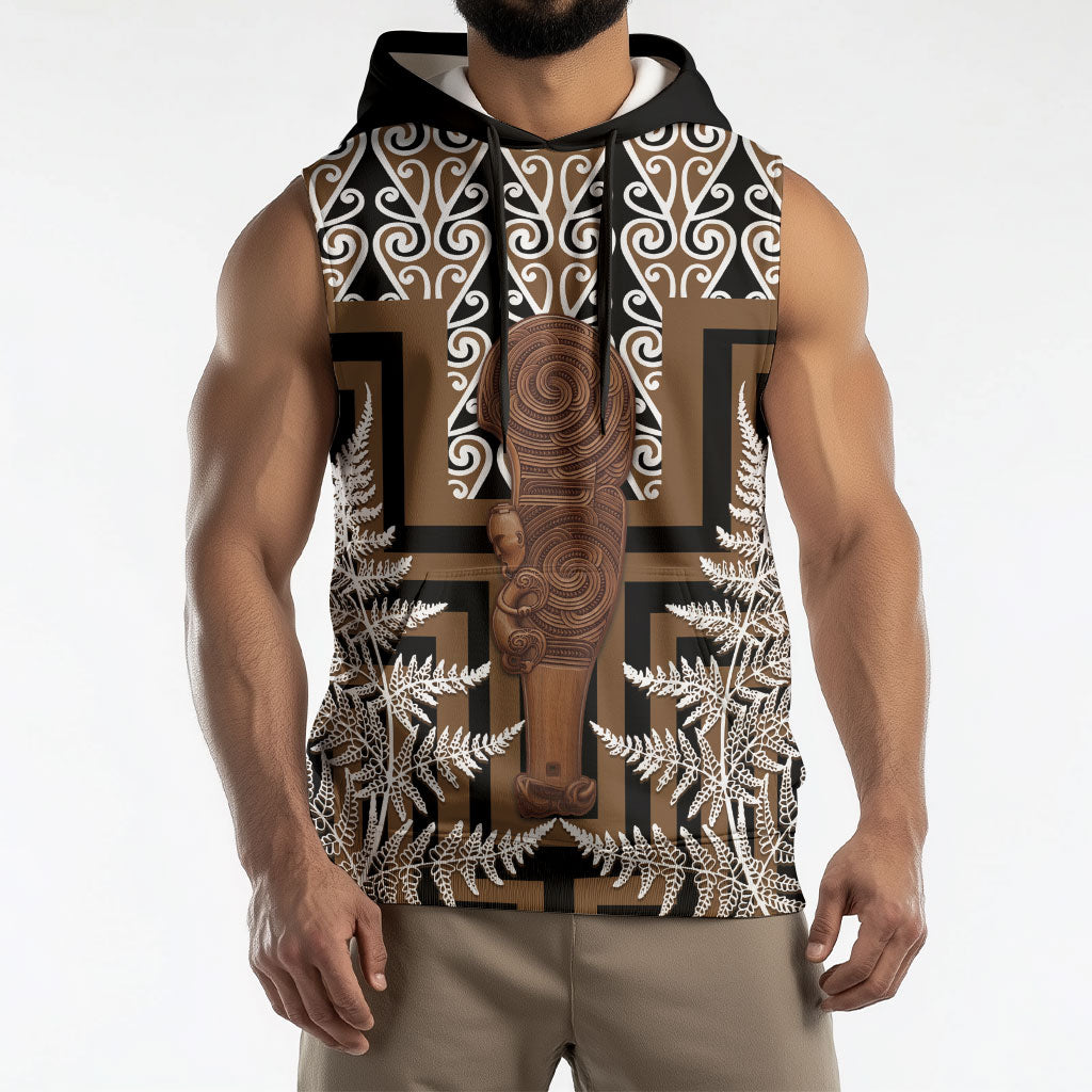 Wahaika New Zealand Sleeveless Hoodie Maori Weapon Kowhaiwhai Fern Poutama Motifs LT14 - Polynesian Pride
