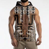 Wahaika New Zealand Sleeveless Hoodie Maori Weapon Kowhaiwhai Fern Poutama Motifs LT14 - Polynesian Pride