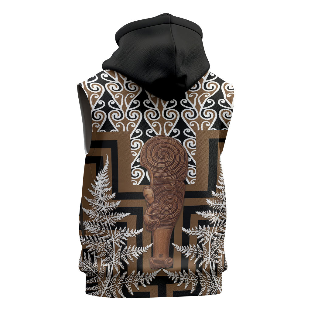Wahaika New Zealand Sleeveless Zip Hoodie Maori Weapon Kowhaiwhai Fern Poutama Motifs LT14 - Polynesian Pride