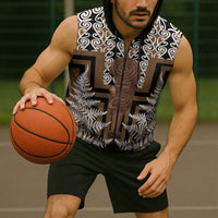 Wahaika New Zealand Sleeveless Zip Hoodie Maori Weapon Kowhaiwhai Fern Poutama Motifs LT14 - Polynesian Pride