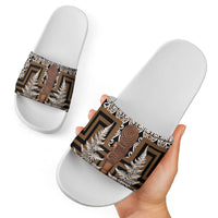 Wahaika New Zealand Slide Sandals Maori Weapon Kowhaiwhai Fern Poutama Motifs LT14 - Polynesian Pride
