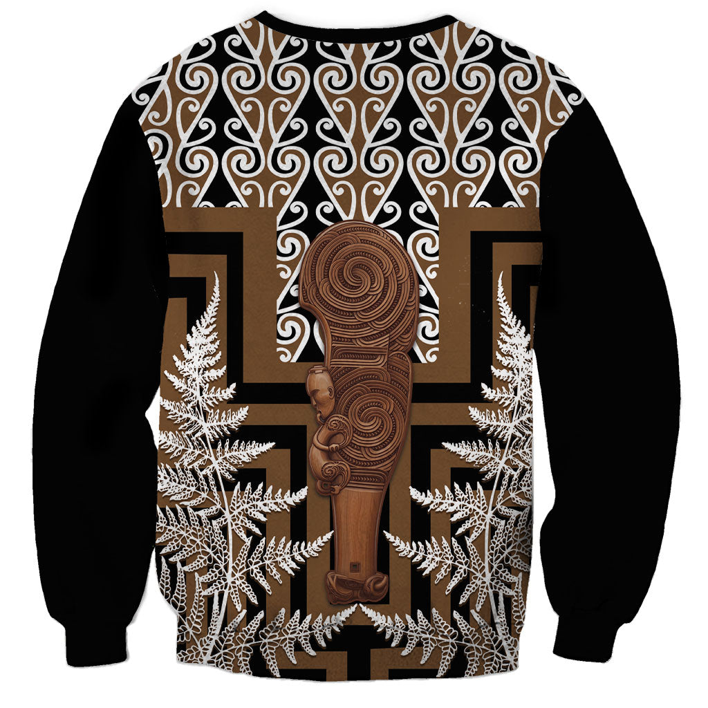 Wahaika New Zealand Sweatshirt Maori Weapon Kowhaiwhai Fern Poutama Motifs LT14 - Polynesian Pride