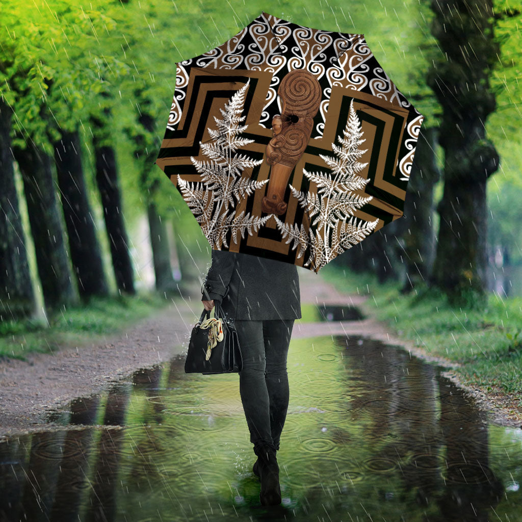 Wahaika New Zealand Umbrella Maori Weapon Kowhaiwhai Fern Poutama Motifs LT14 - Polynesian Pride