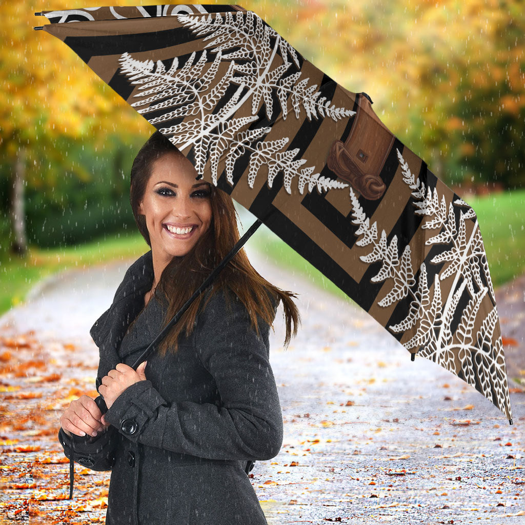 Wahaika New Zealand Umbrella Maori Weapon Kowhaiwhai Fern Poutama Motifs LT14 - Polynesian Pride