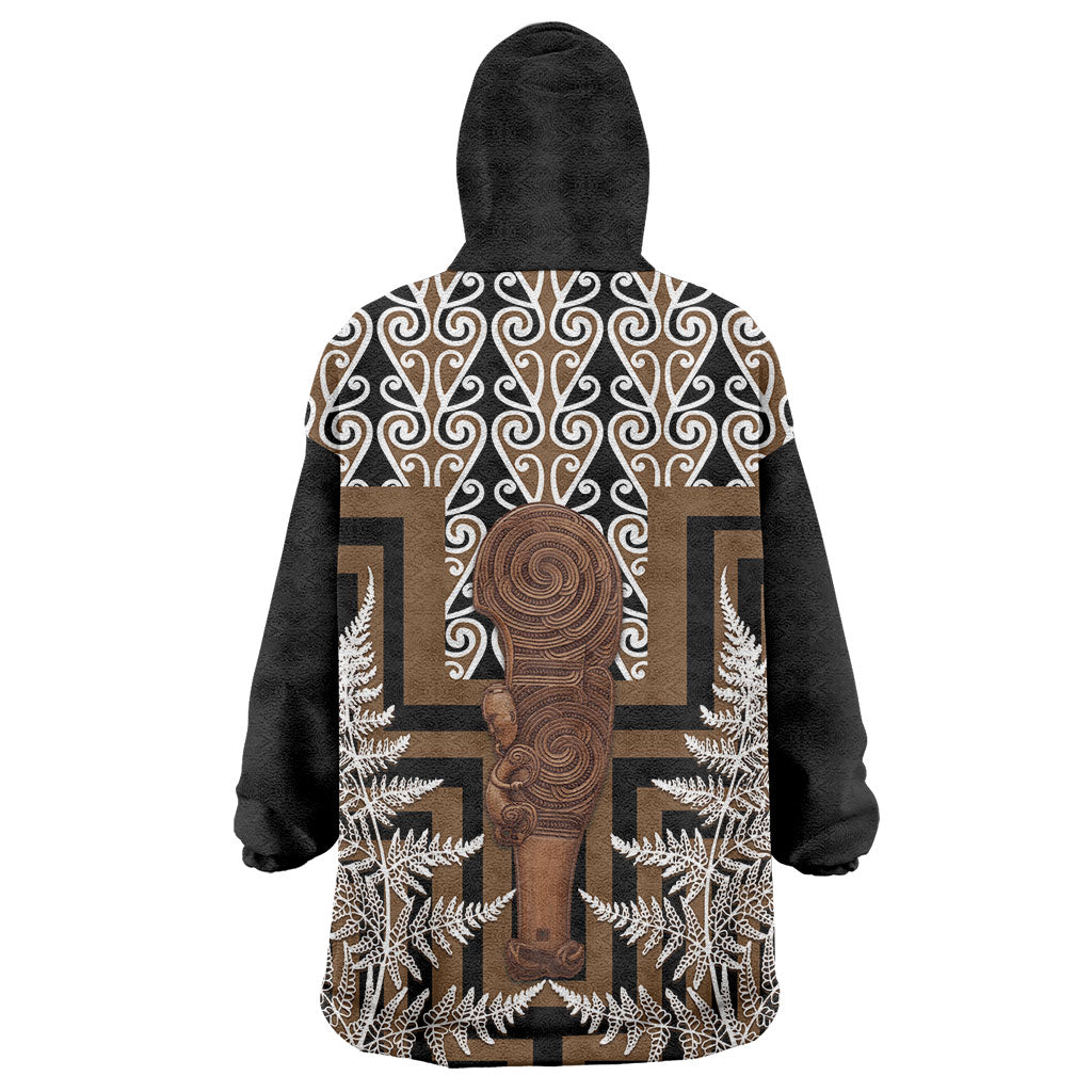 Wahaika New Zealand Wearable Blanket Hoodie Maori Weapon Kowhaiwhai Fern Poutama Motifs LT14 - Polynesian Pride
