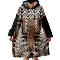 Wahaika New Zealand Wearable Blanket Hoodie Maori Weapon Kowhaiwhai Fern Poutama Motifs LT14 - Polynesian Pride