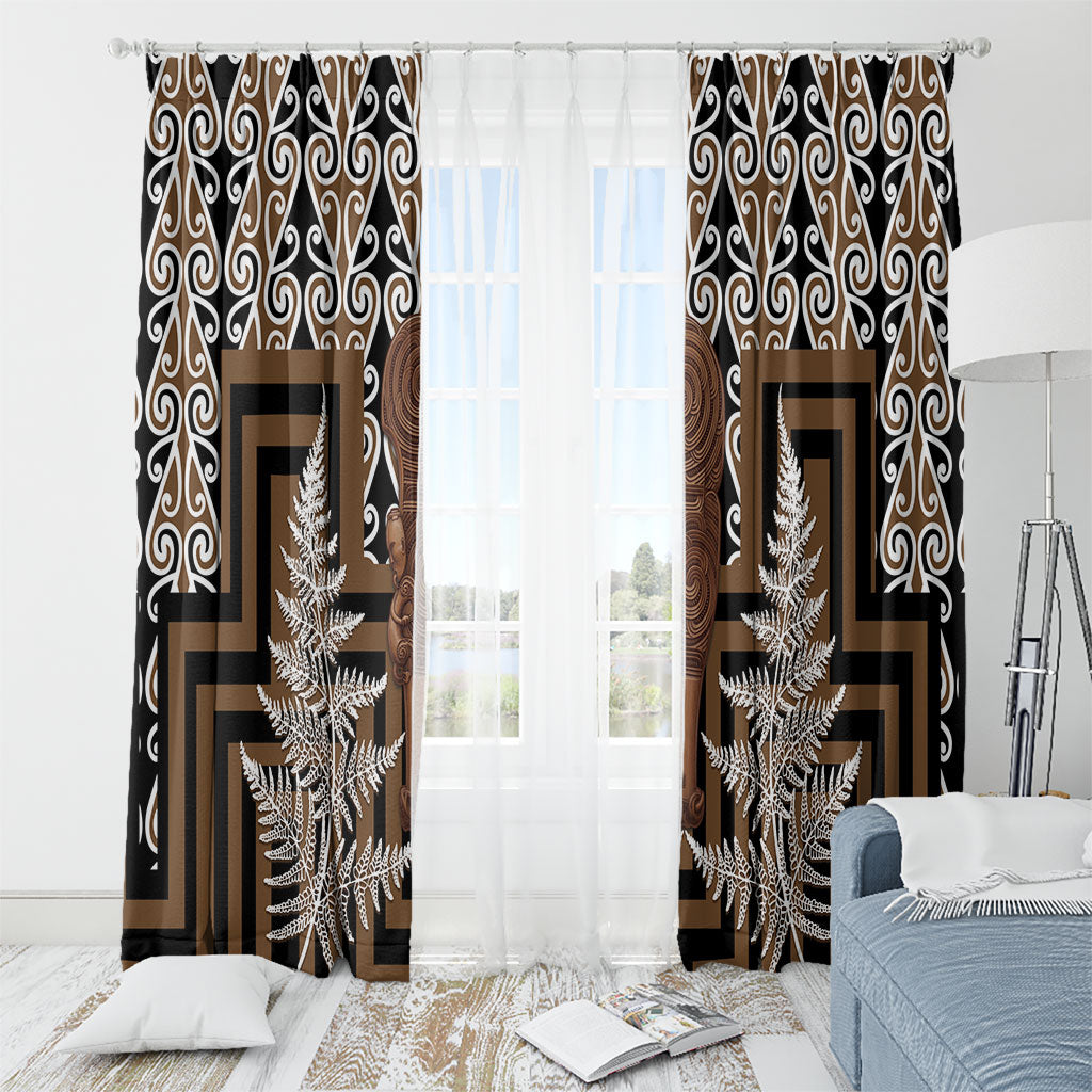 Wahaika New Zealand Window Curtain Maori Weapon Kowhaiwhai Fern Poutama Motifs LT14 - Polynesian Pride