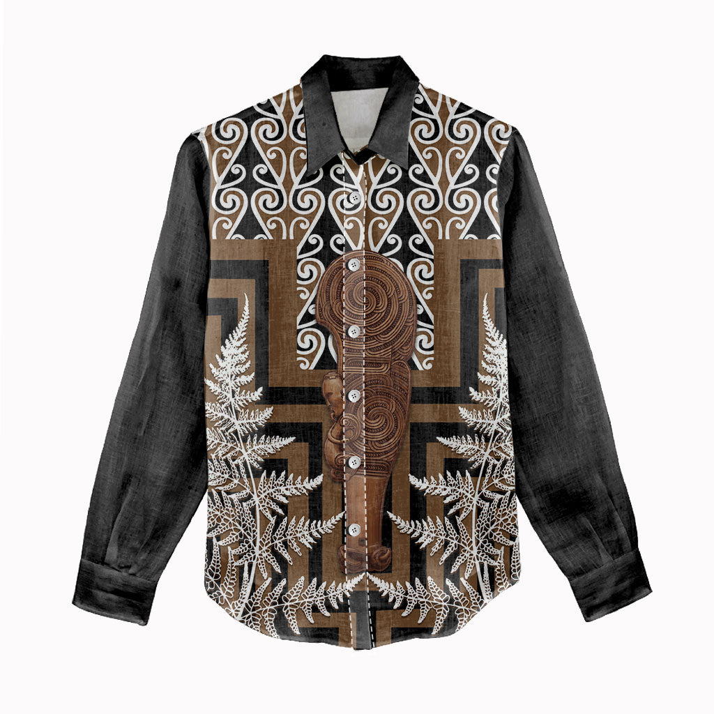 Wahaika New Zealand Women Casual Shirt Maori Weapon Kowhaiwhai Fern Poutama Motifs LT14 - Polynesian Pride