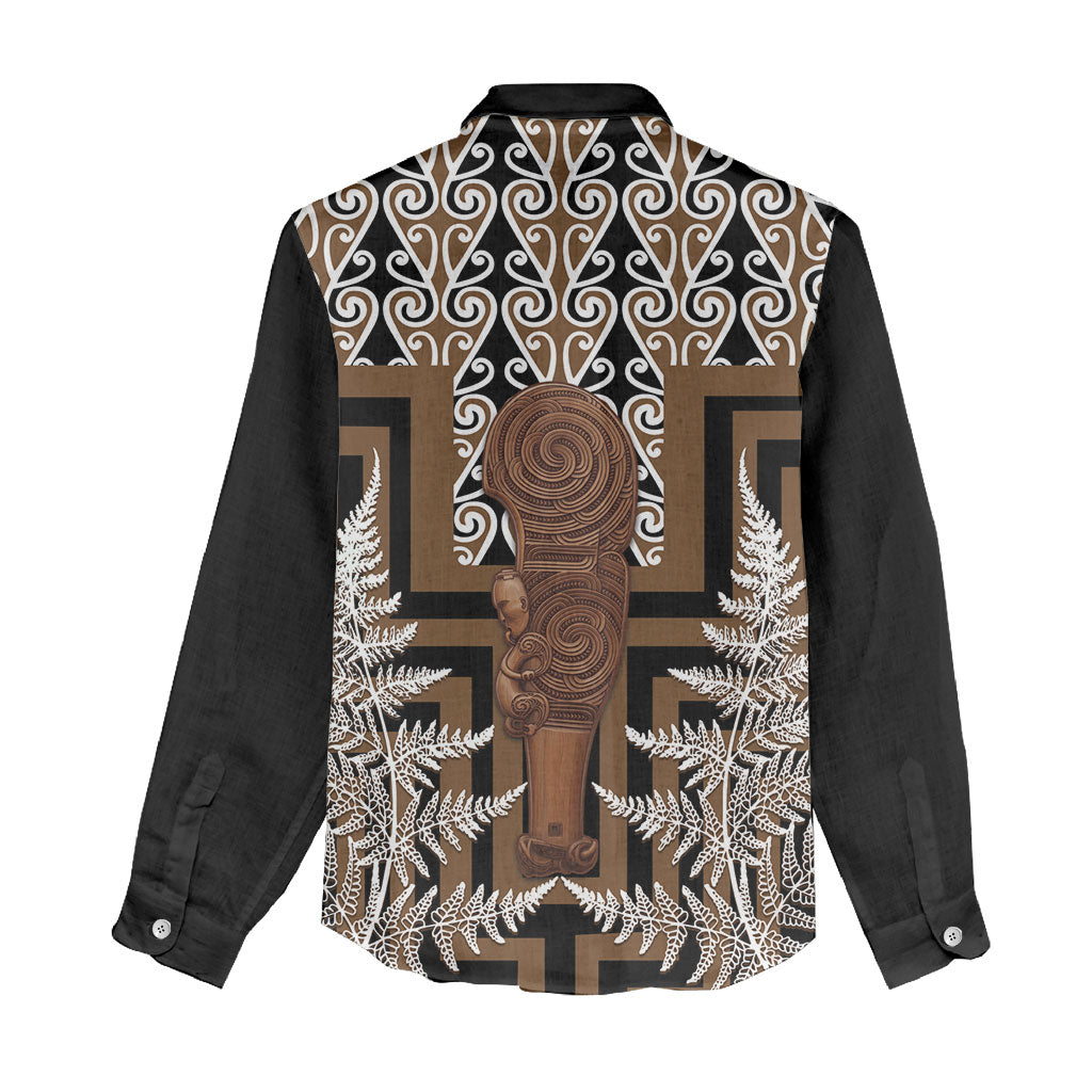 Wahaika New Zealand Women Casual Shirt Maori Weapon Kowhaiwhai Fern Poutama Motifs LT14 - Polynesian Pride