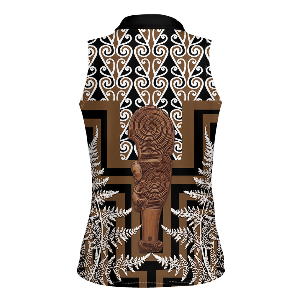 Wahaika New Zealand Women Sleeveless Polo Shirt Maori Weapon Kowhaiwhai Fern Poutama Motifs LT14 - Polynesian Pride