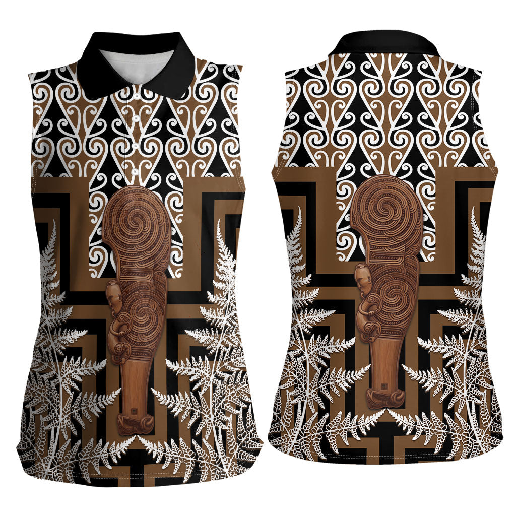 Wahaika New Zealand Women Sleeveless Polo Shirt Maori Weapon Kowhaiwhai Fern Poutama Motifs LT14 - Polynesian Pride