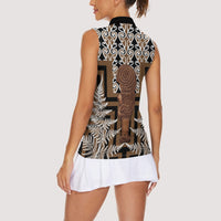 Wahaika New Zealand Women Sleeveless Polo Shirt Maori Weapon Kowhaiwhai Fern Poutama Motifs LT14 - Polynesian Pride