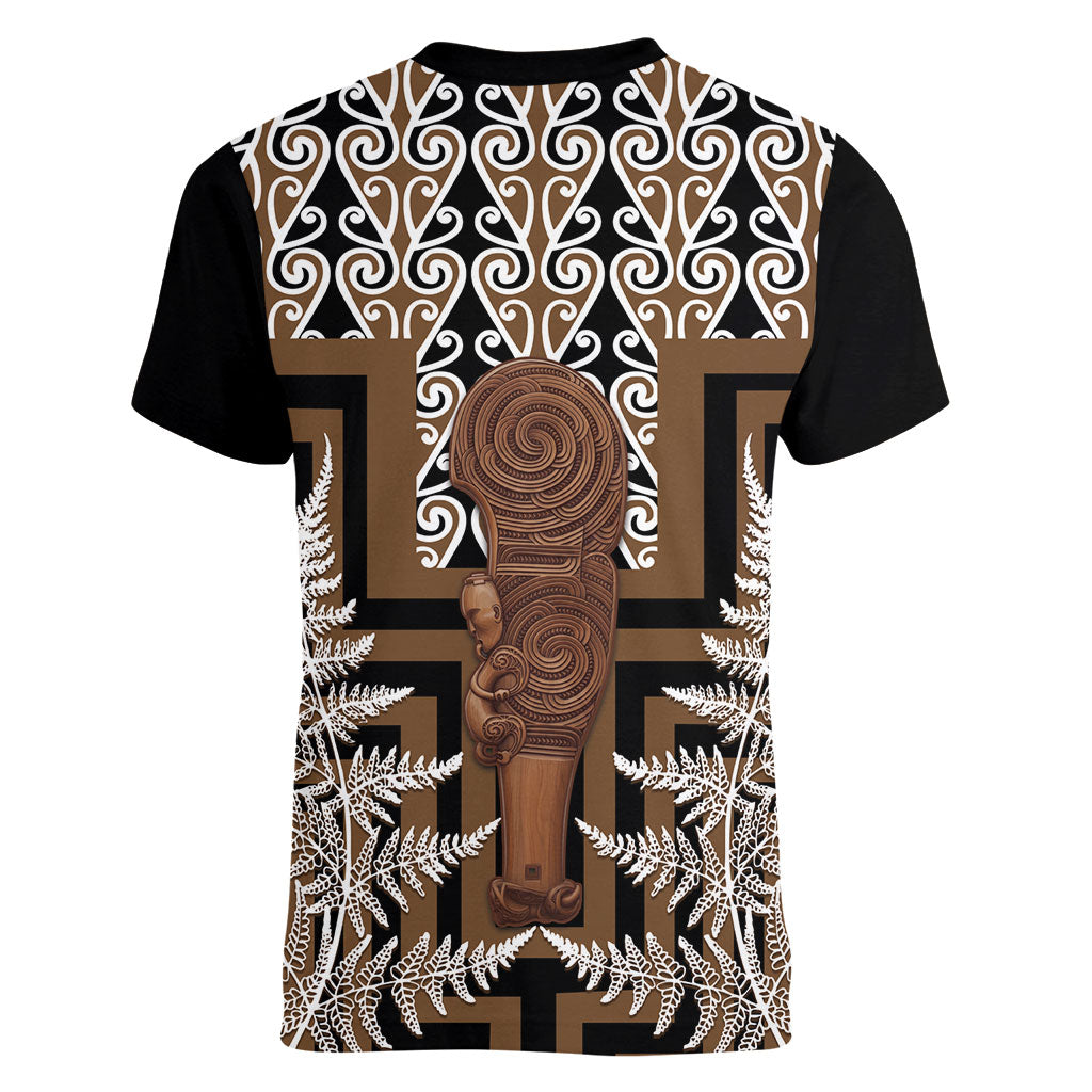 Wahaika New Zealand Women V-Neck T-Shirt Maori Weapon Kowhaiwhai Fern Poutama Motifs LT14 - Polynesian Pride