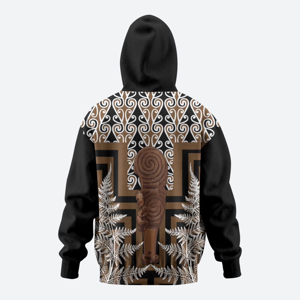 Wahaika New Zealand Zip Hoodie Maori Weapon Kowhaiwhai Fern Poutama Motifs LT14 - Polynesian Pride