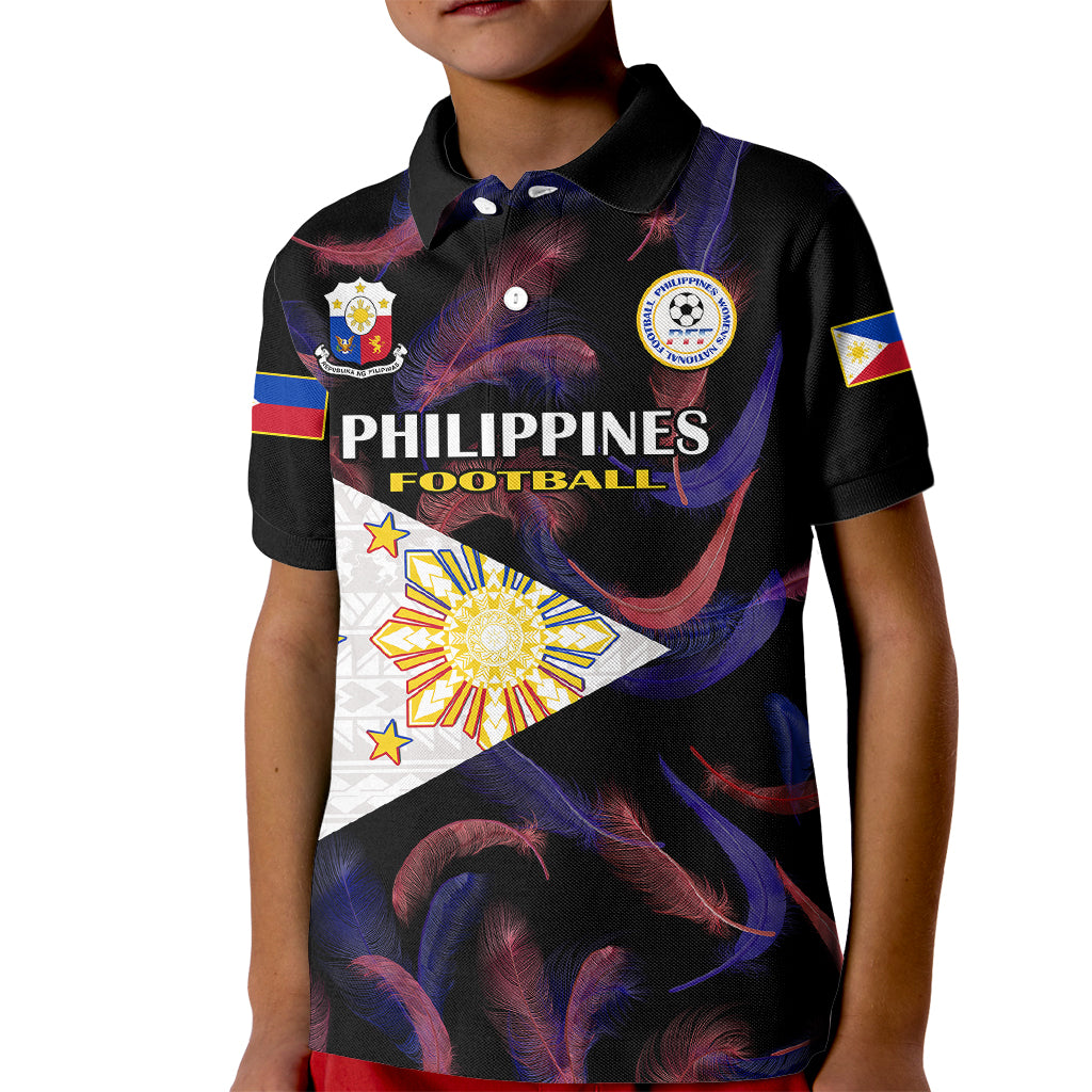 Philippines Football Kid Polo Shirt 2023 World Cup Go Filipinas Feather Black Version LT14 Kid Black - Polynesian Pride