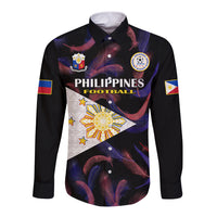 Philippines Football Long Sleeve Button Shirt 2023 World Cup Go Filipinas Feather Black Version LT14 Unisex Black - Polynesian Pride
