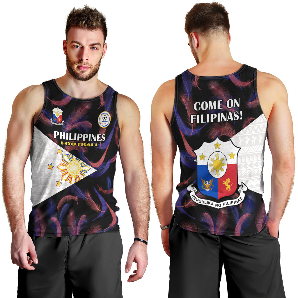 Philippines Football Men Tank Top 2023 World Cup Go Filipinas Feather Black Version LT14 - Polynesian Pride