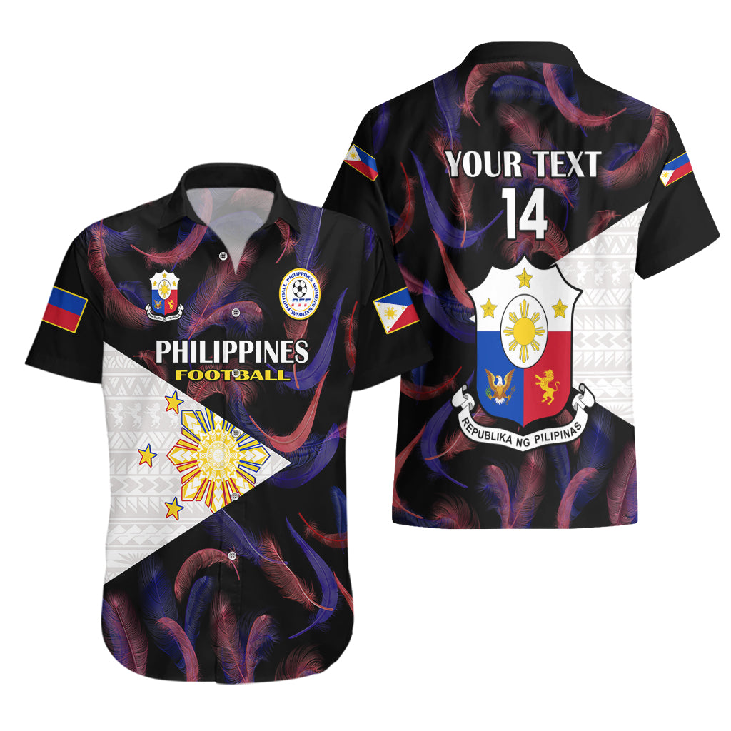 Custom Philippines Football Hawaiian Shirt 2023 World Cup Go Filipinas Feather Black Version LT14 - Polynesian Pride