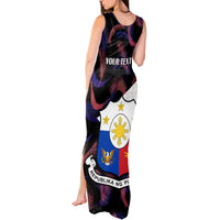 Custom Philippines Football Tank Maxi Dress 2023 World Cup Go Filipinas Feather Black Version LT14 - Polynesian Pride