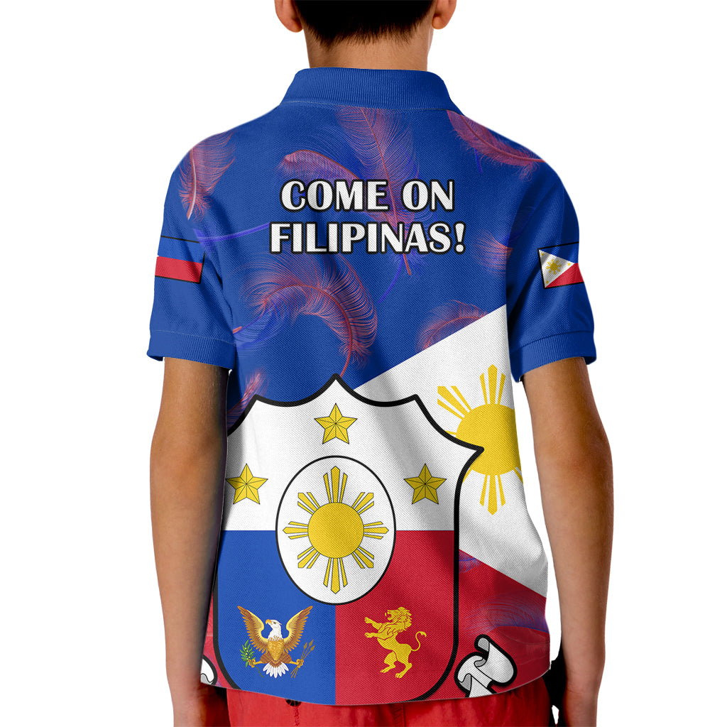 Philippines Football Kid Polo Shirt 2023 World Cup Go Filipinas Feather Flag Version LT14 - Polynesian Pride