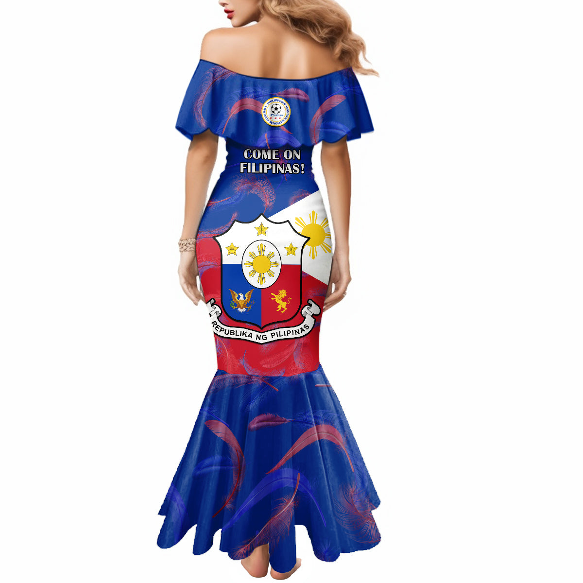 Philippines Football Mermaid Dress 2023 World Cup Go Filipinas Feather Flag Version LT14 - Polynesian Pride