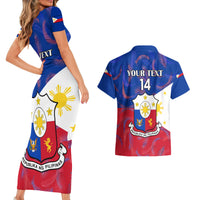 Custom Philippines Football Couples Matching Short Sleeve Bodycon Dress and Hawaiian Shirt 2023 World Cup Go Filipinas Feather Flag Version LT14 - Polynesian Pride