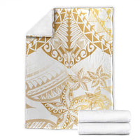 White and Gold Polynesia Blanket Plumeria Tattoo With Polynesian Pattern