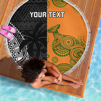 Custom Fiji And Australia Rugby Beach Blanket Fijian Tapa Pattern With Aussie Aboriginal Art LT14 - Polynesian Pride