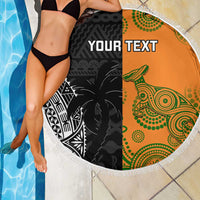 Custom Fiji And Australia Rugby Beach Blanket Fijian Tapa Pattern With Aussie Aboriginal Art LT14 - Polynesian Pride