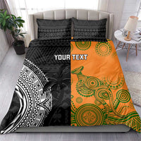 Custom Fiji And Australia Rugby Bedding Set Fijian Tapa Pattern With Aussie Aboriginal Art LT14 - Polynesian Pride