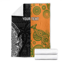 Custom Fiji And Australia Rugby Blanket Fijian Tapa Pattern With Aussie Aboriginal Art LT14 - Polynesian Pride