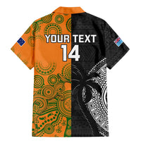 Custom Fiji And Australia Rugby Family Matching Mermaid Dress and Hawaiian Shirt Fijian Tapa Pattern With Aussie Aboriginal Art