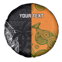 Custom Fiji And Australia Rugby Spare Tire Cover Fijian Tapa Pattern With Aussie Aboriginal Art LT14 - Polynesian Pride