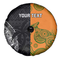 Custom Fiji And Australia Rugby Spare Tire Cover Fijian Tapa Pattern With Aussie Aboriginal Art LT14 - Polynesian Pride