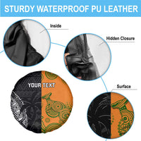 Custom Fiji And Australia Rugby Spare Tire Cover Fijian Tapa Pattern With Aussie Aboriginal Art LT14 - Polynesian Pride