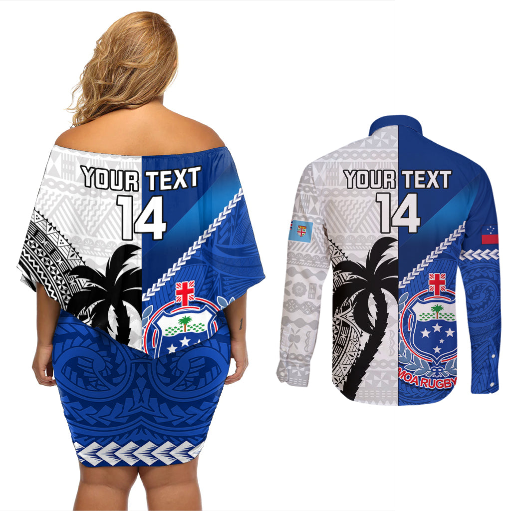 custom-fiji-and-samoa-rugby-couples-matching-off-shoulder-short-dress-and-long-sleeve-button-shirts-2023-world-cup-samoan-mix-tapa-pattern