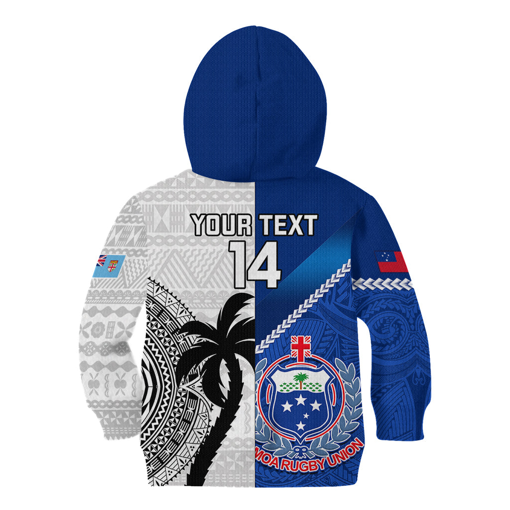 Custom Fiji And Samoa Rugby Kid Hoodie 2023 World Cup Samoan Mix Tapa Pattern LT14 - Polynesian Pride