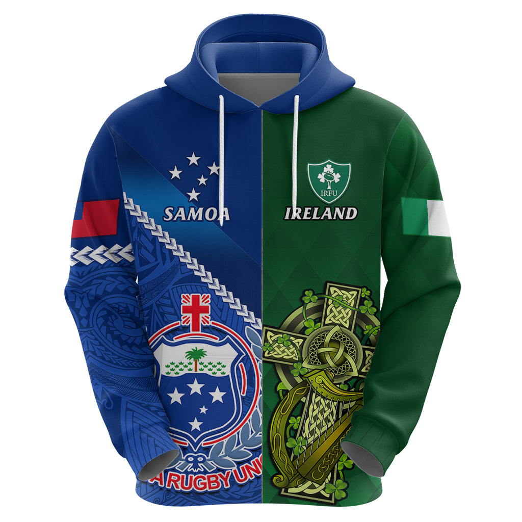 Samoa And Ireland Rugby Hoodie 2023 World Cup Manu Samoa With Shamrocks LT14 - Polynesian Pride