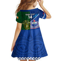 Custom Samoa And Ireland Rugby Kid Short Sleeve Dress 2023 World Cup Manu Samoa With Shamrocks LT14 - Polynesian Pride