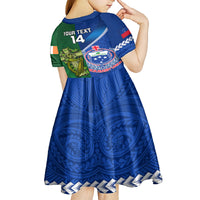 Custom Samoa And Ireland Rugby Kid Short Sleeve Dress 2023 World Cup Manu Samoa With Shamrocks LT14 - Polynesian Pride