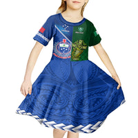 Custom Samoa And Ireland Rugby Kid Short Sleeve Dress 2023 World Cup Manu Samoa With Shamrocks LT14 - Polynesian Pride