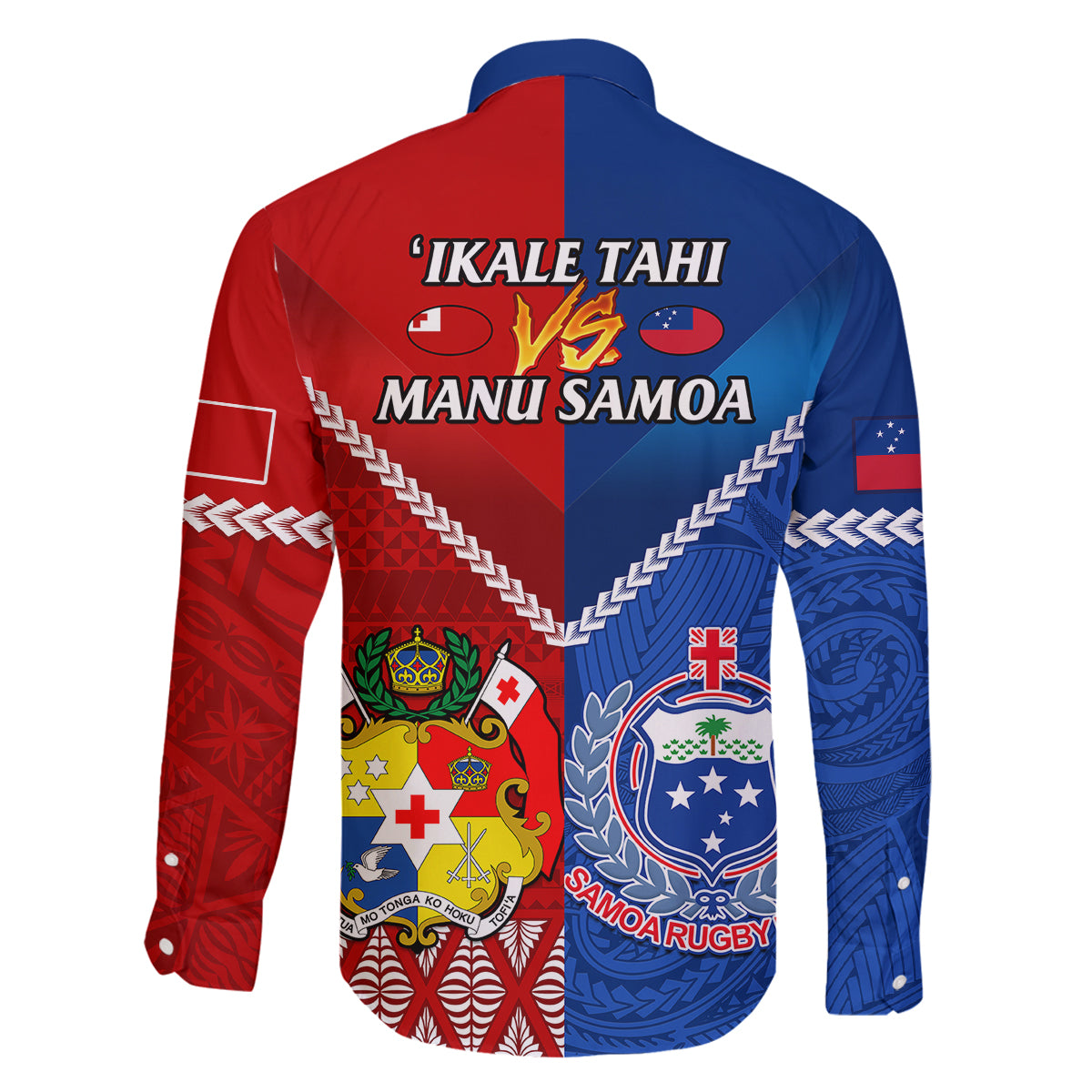 Samoa And Tonga Rugby Family Matching Off Shoulder Maxi Dress and Hawaiian Shirt 2023 World Cup Manu Samoa With Ikale Tahi LT14 - Polynesian Pride